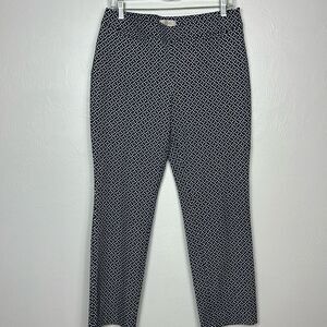 ❤️Last Chance Talbots White And Blue Slim Leg Side Slits Mid Rise Pants Size 10p